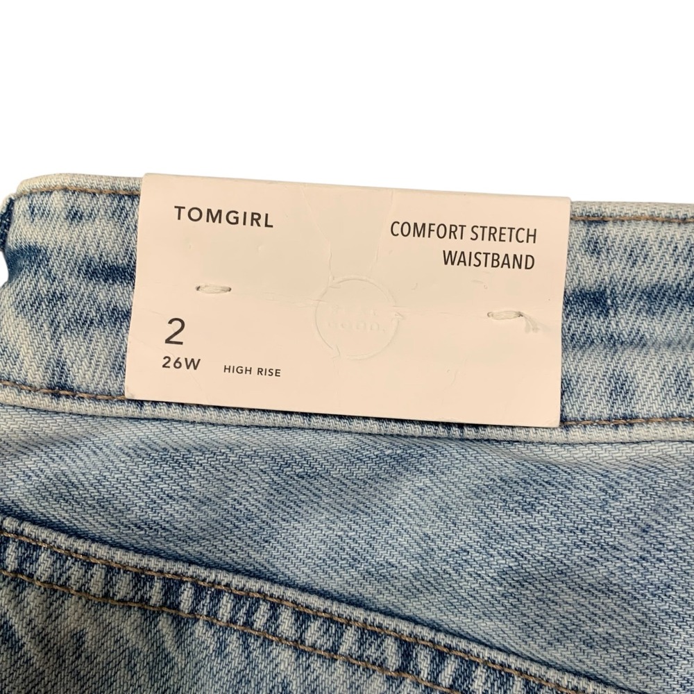American Eagle Tomgirl Distressed Denim Shorts Light Wash High Rise 2 26W NEW - Picture 4 of 12